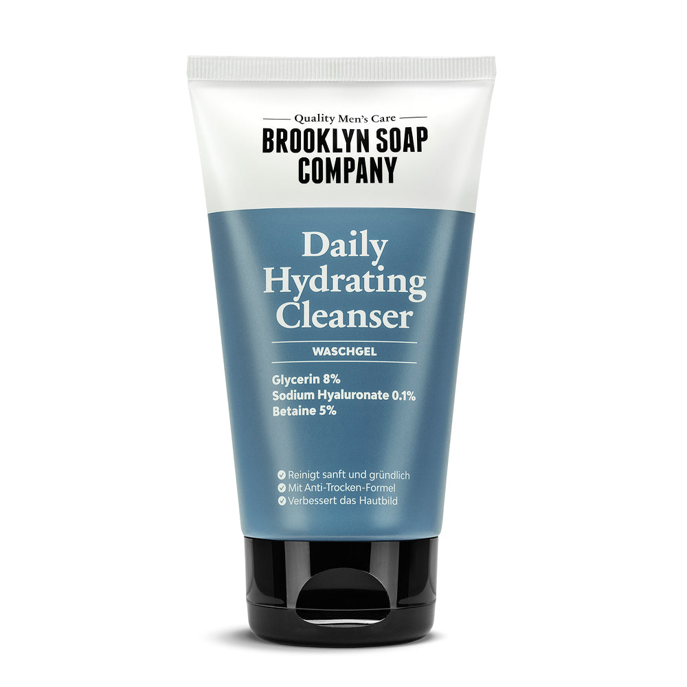 Der Gesichtsreiniger Daily Hydrating Cleanser von der Brooklyn Soap Company mit Glycerin, Hyaluronsäure und Betaine sorgt für eine sanfte Reinigung und spendet der Haut Feuchtigkeit.