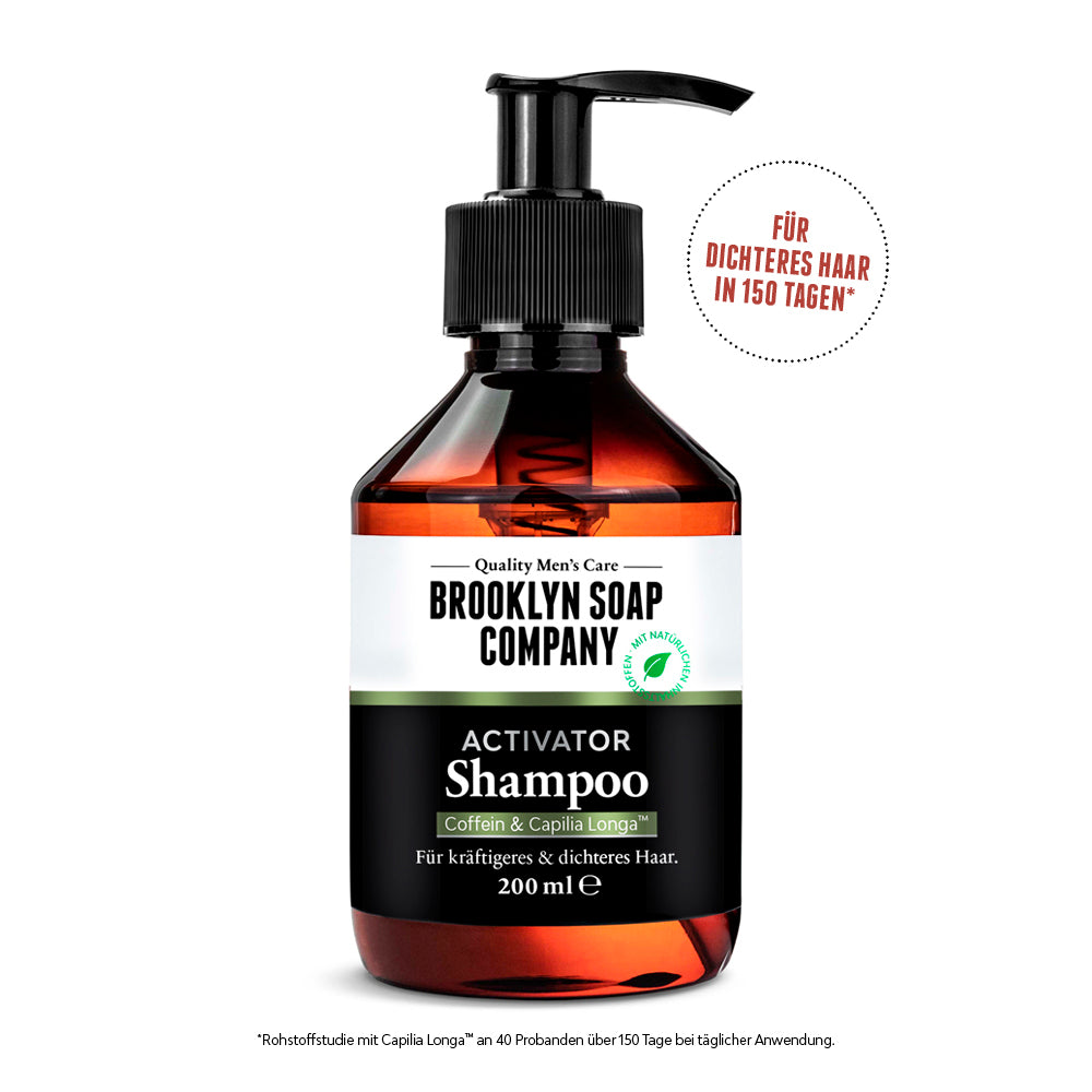 Das Activator Hair Shampoo für Männer für volleres Haar und weniger Haarausfall in nur 150 Tagen.