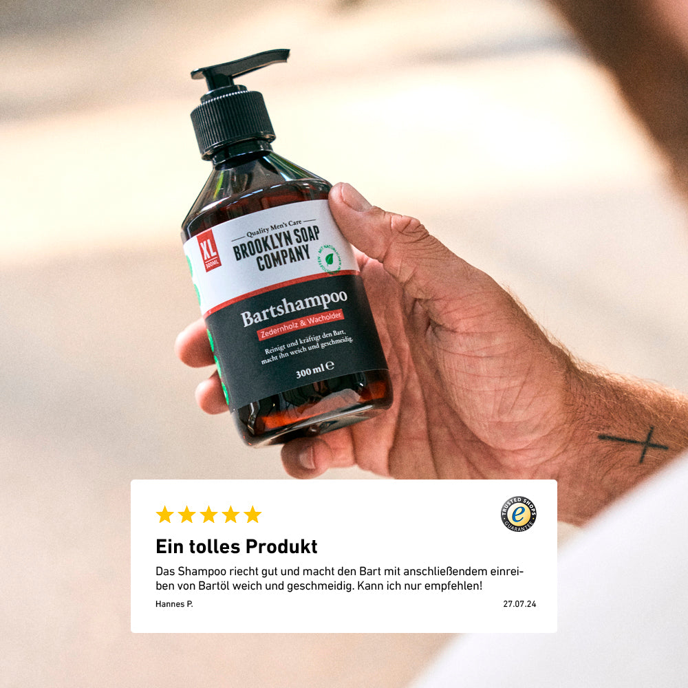 Die Erfahrungen der Kunden mit dem Bartshampoo sind sehr positiv weil es den Bart perfekt reinigt und gut riecht. 