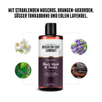 Das 2-in-1 Duschgel spendet Feuchtigkeit, schützt die Haut und hinterlässt einen fein-würzigen Duft mit Noten von strahlendem Moschus, saftigem Apfel und floraler Orangenblüte.